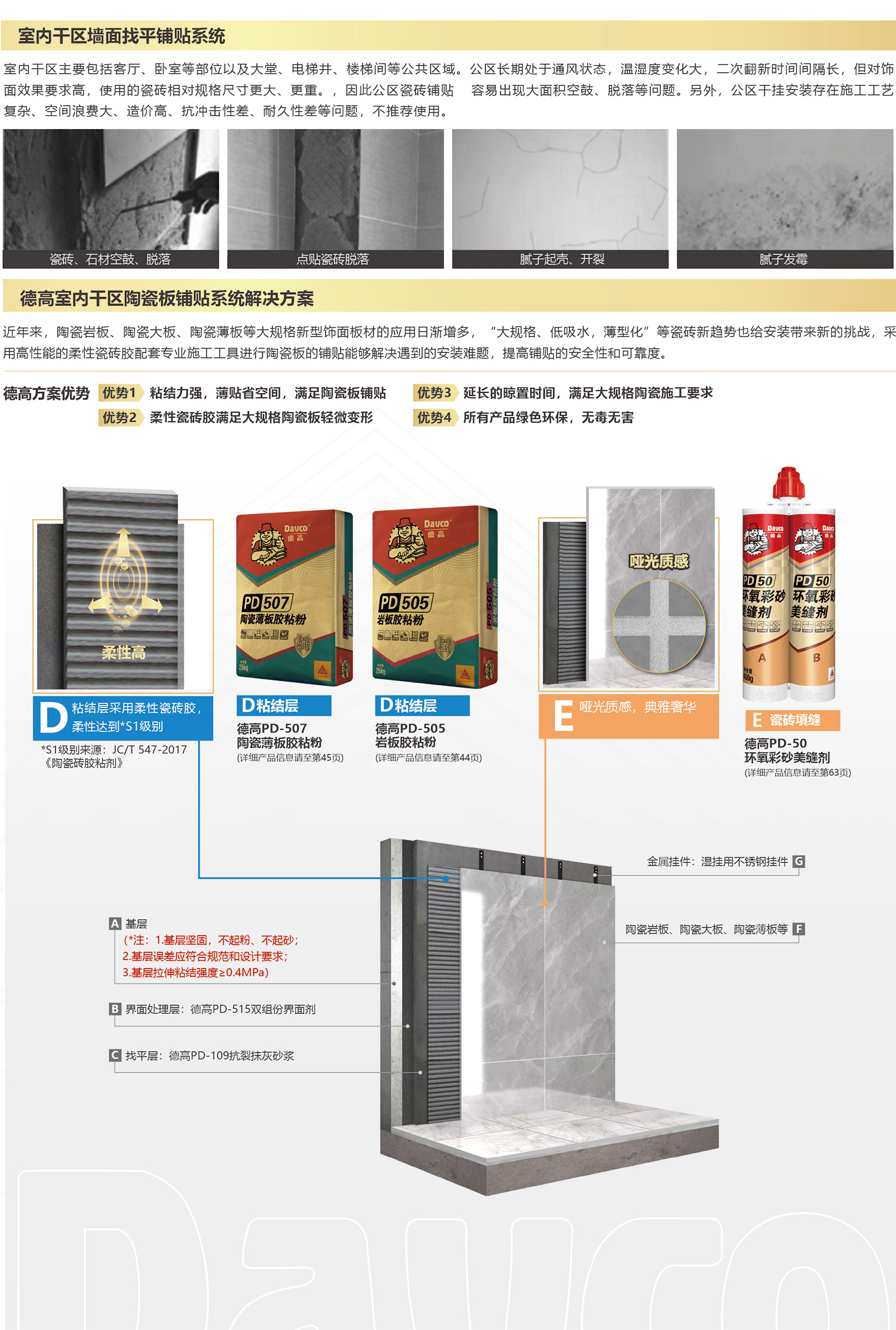 德高室内干区陶瓷板铺贴系统解决方案